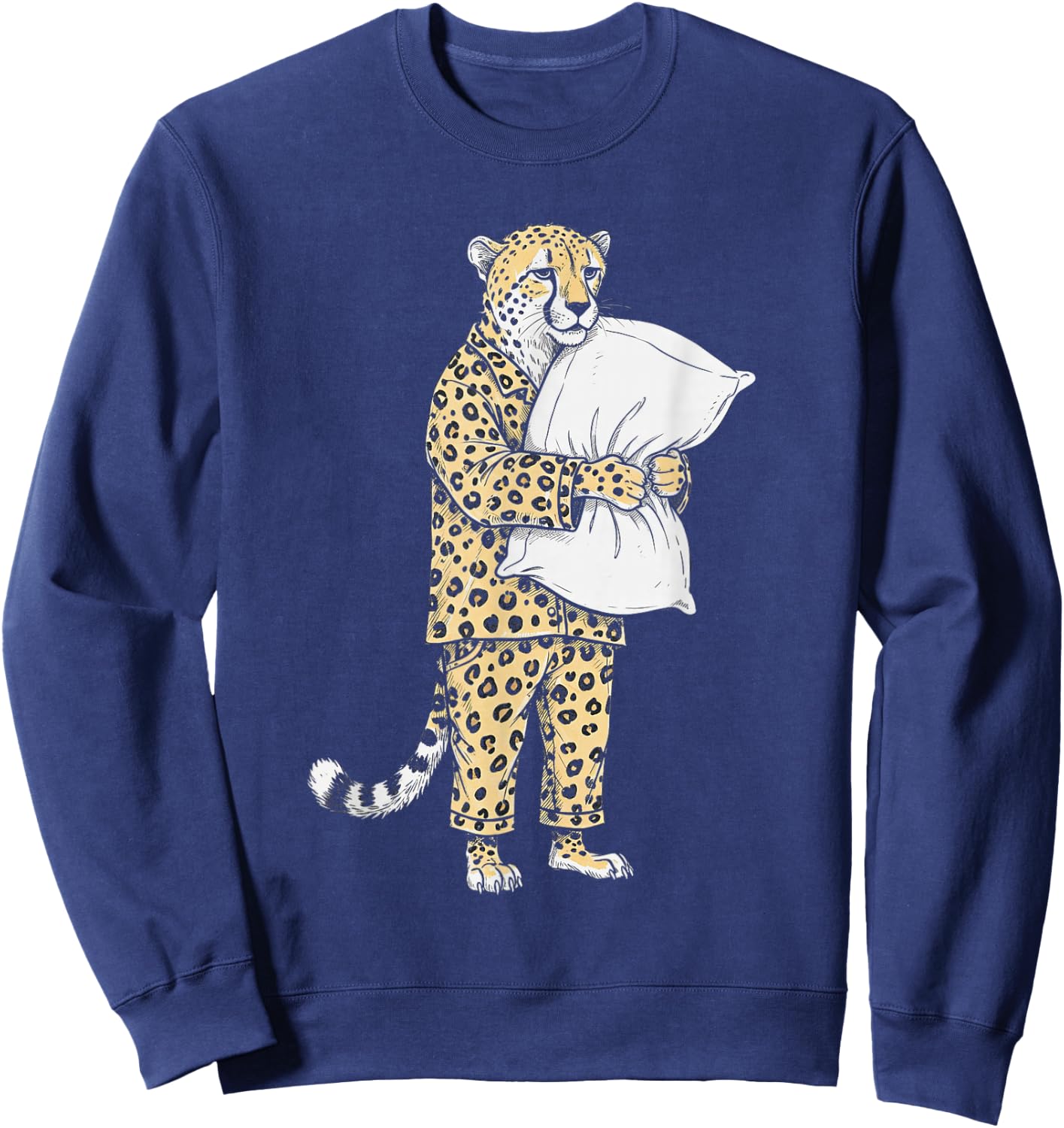 Funny Sleepy Cheetah Pajama Women Men Kids Boys And Girls Sweatshirt - Sweatshirt | Navy