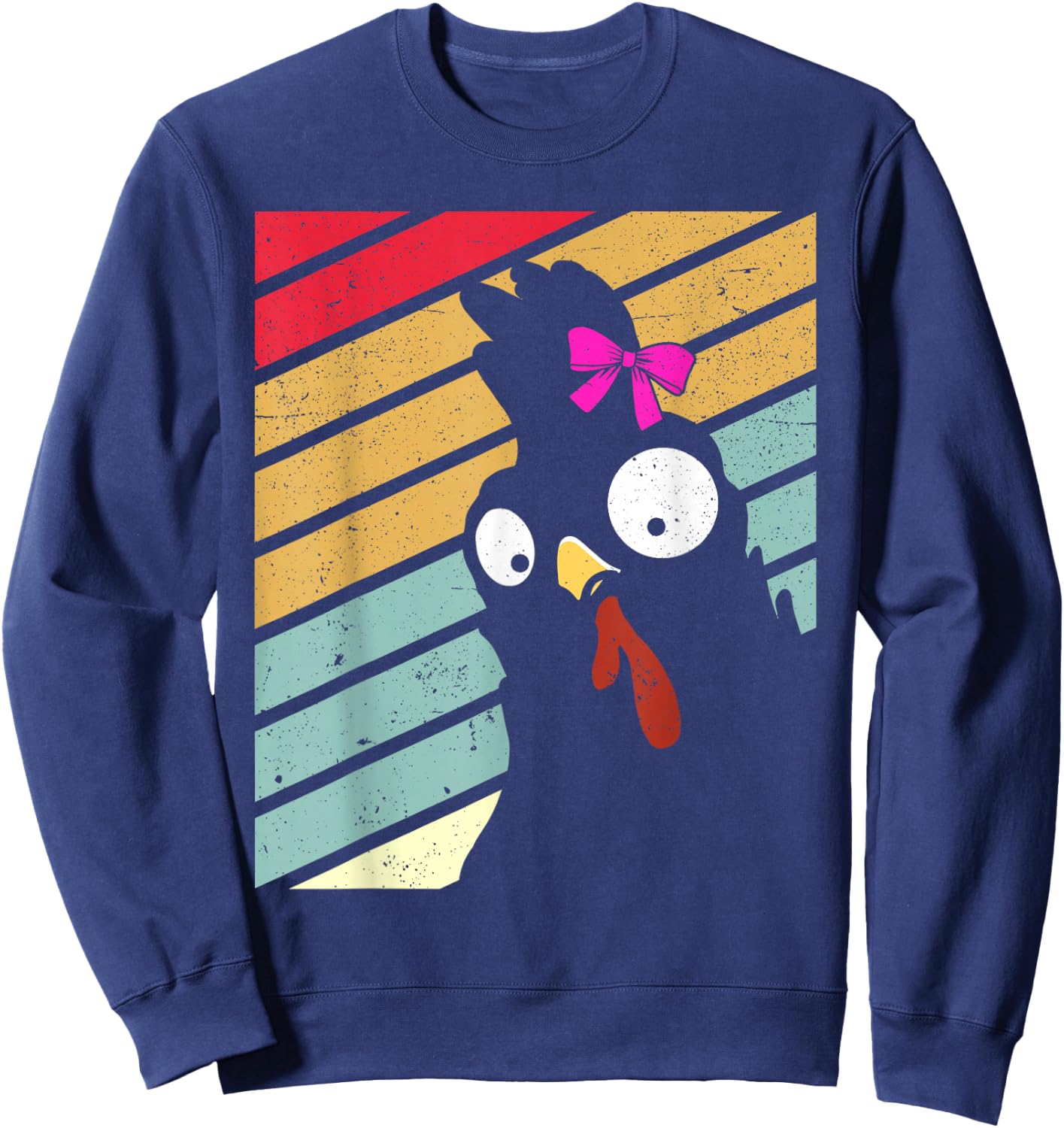 Funny Chicken Women Retro Chicken Farmer Girls Sweatshirt - Sweatshirt | Navy