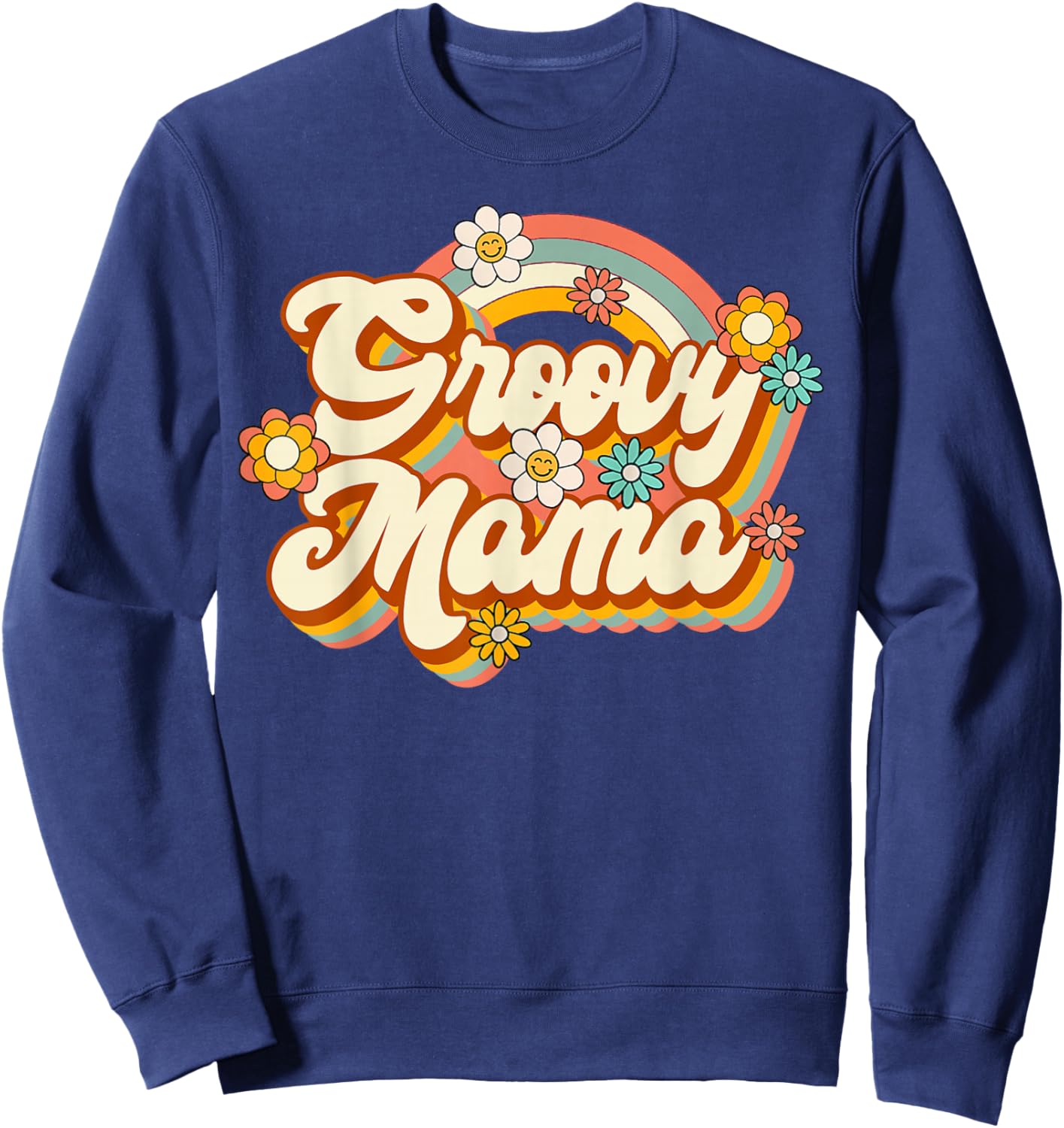 Retro Groovy Mama Family Birthday 60s 70s Hippie Costume Sweatshirt - Sweatshirt | Navy