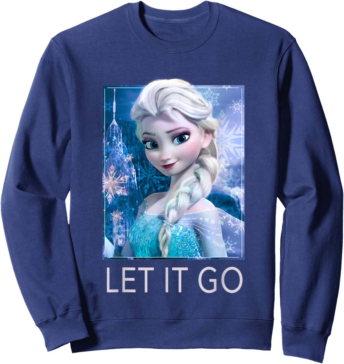 Disney Frozen Let It Go Elsa Ice Palace Vintage Portrait Sweatshirt - Sweatshirt | Navy
