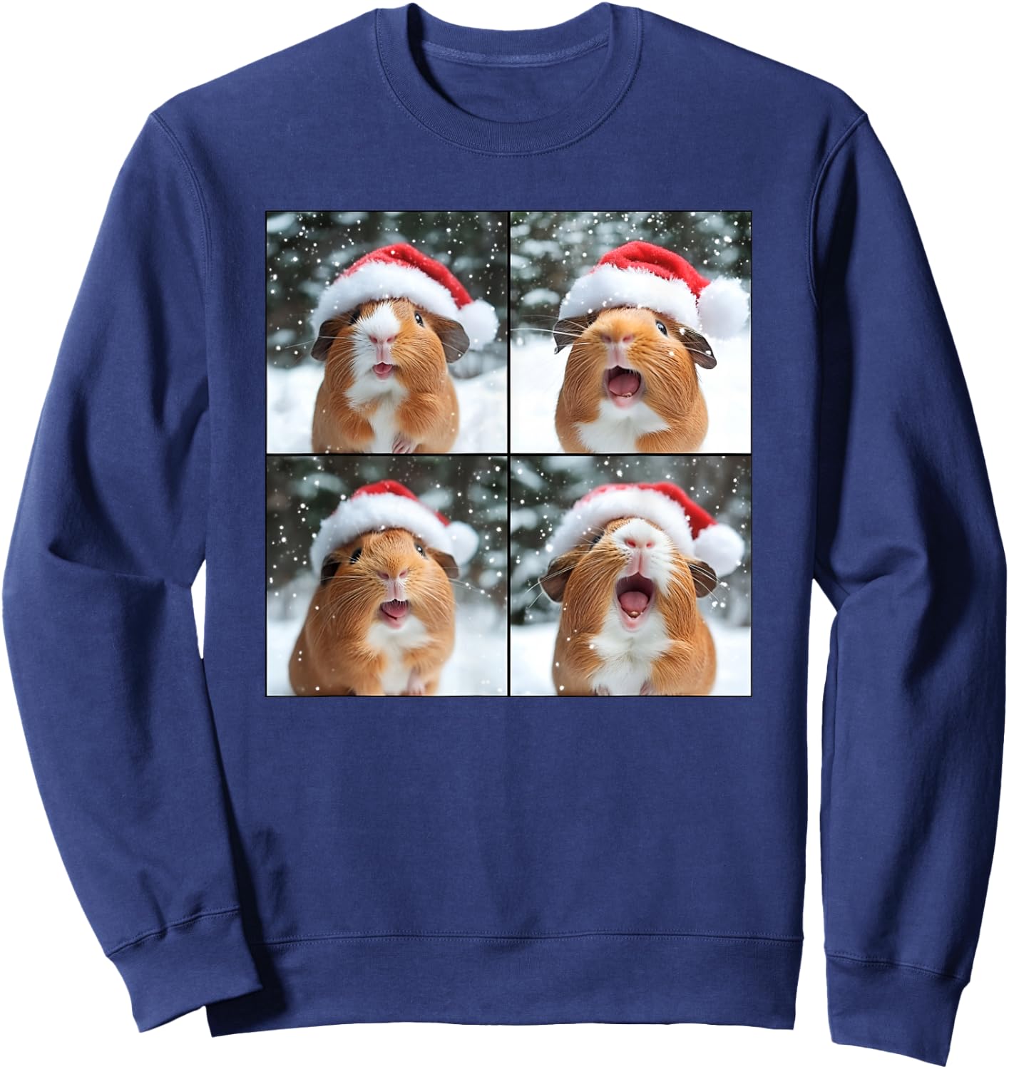 Guinea Pig With Santa Hat Christmas Guinea Pig Lover Sweatshirt - Sweatshirt | Navy