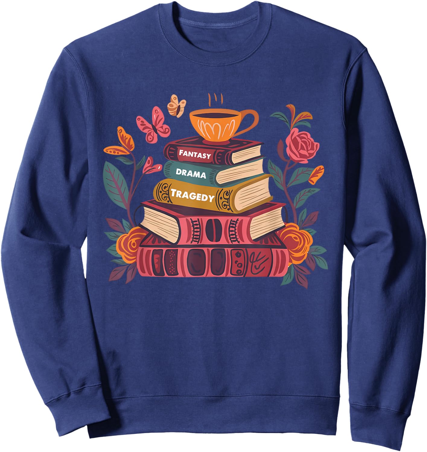 Retro Subtle Book Fantasy Drama Tragedy Funny Bookish Reader Sweatshirt - Sweatshirt | Navy