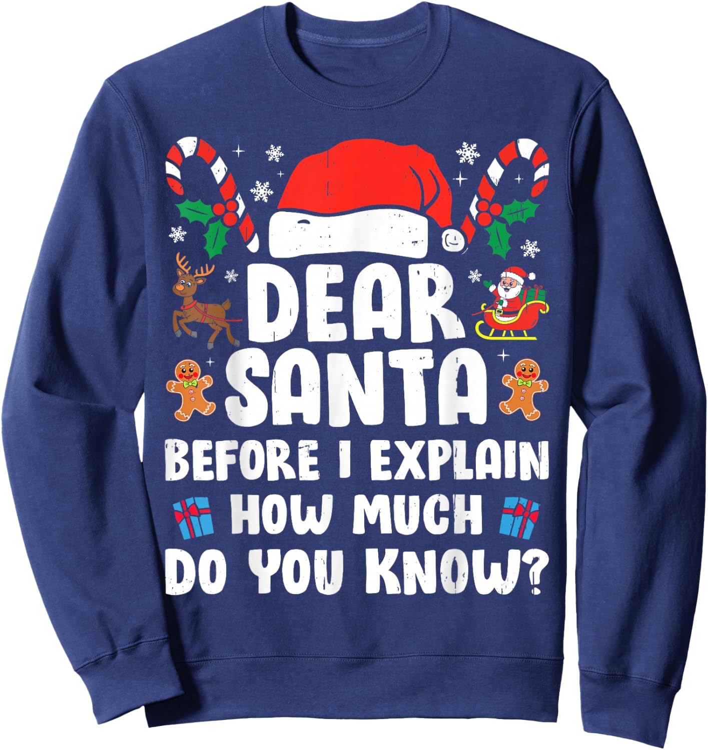 Dear Santa I Can Explain Funny Christmas Xmas Men Women Kids Sweatshirt - Sweatshirt | Navy