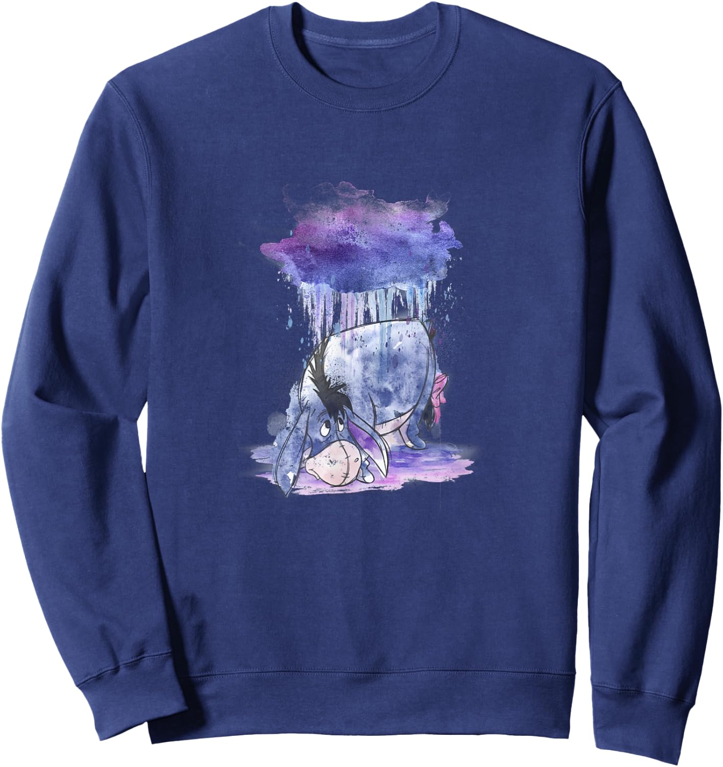 Disney Winnie The Pooh Eeyore Watercolor Rain Cloud , Black, S Sweatshirt - Sweatshirt | Navy