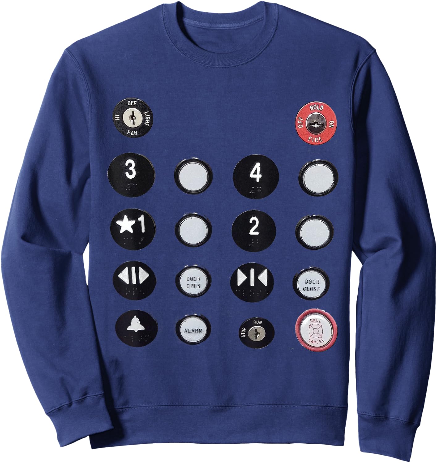 Funny - Elevator Button Sweatshirt - Sweatshirt | Navy