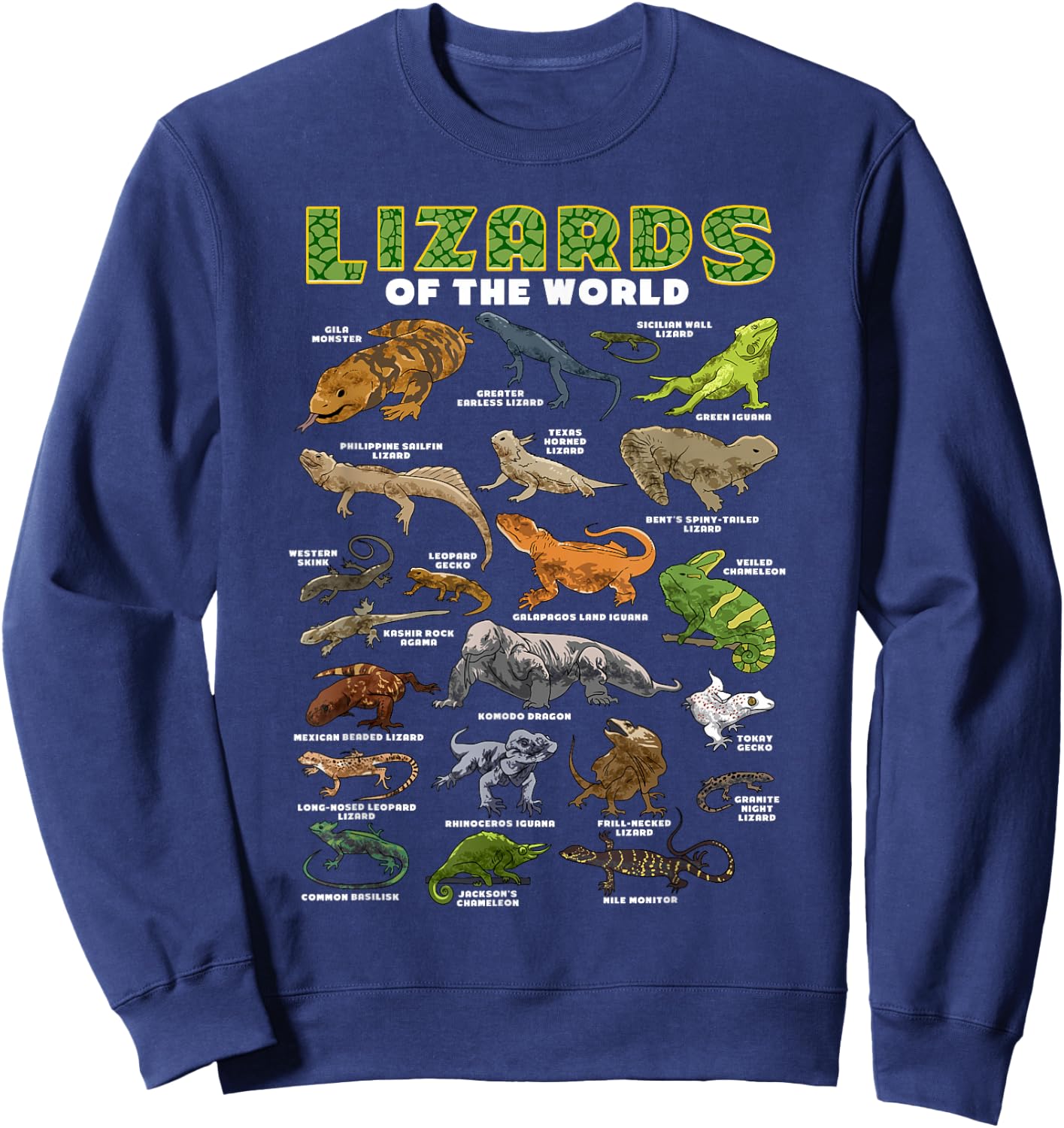 Lizard Shirt Lizards Animal of the World Reptile Herpetology Sweatshirt - Sweatshirt | Navy