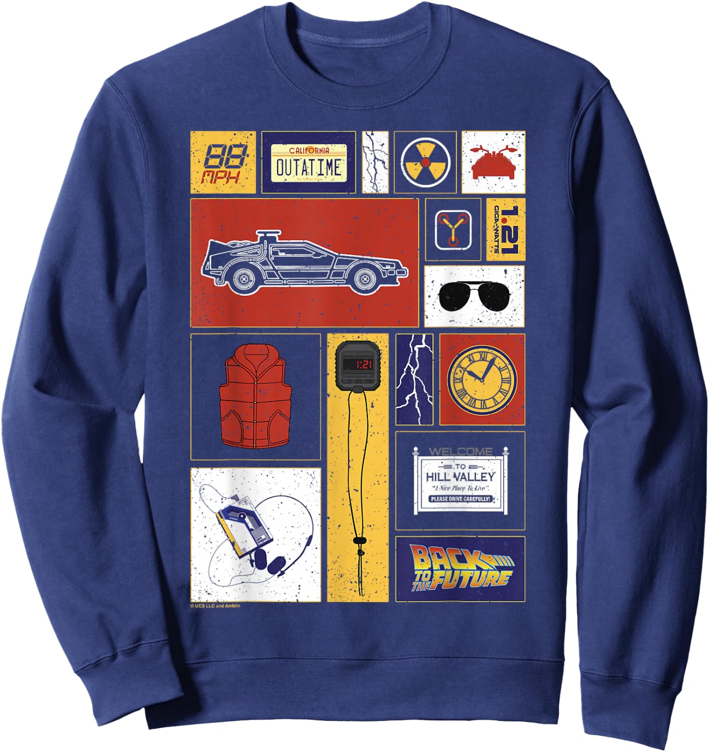 Back to The Future 35th Anniversary Icon Panels Sweatshirt - Sweatshirt | Navy