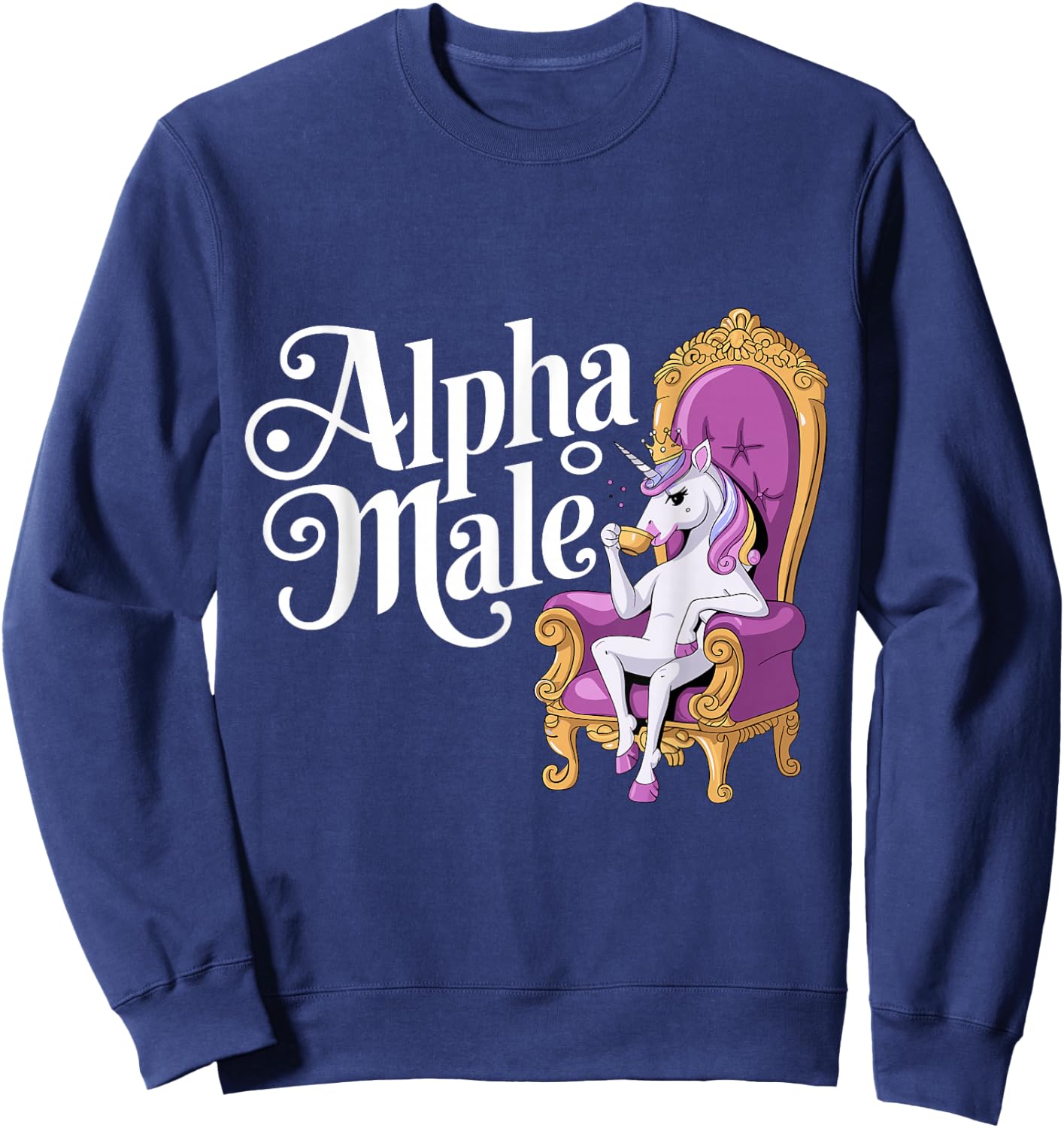 Unicorn Male Alpha Rainbow , Black, S Sweatshirt - Sweatshirt | Navy