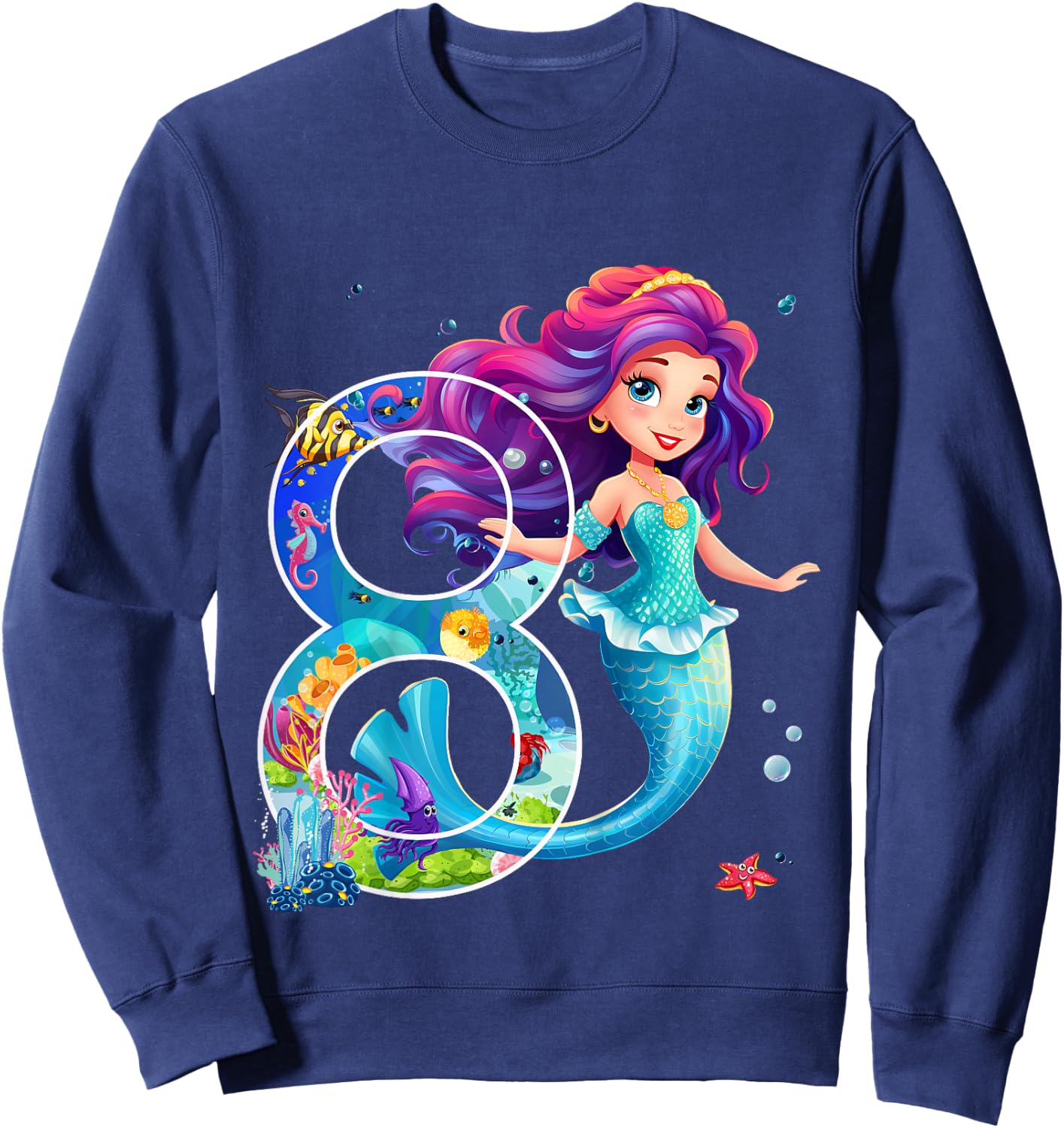 Meerjungfrau 8. Geburtstag Mädchen 8 Jahre Design Sweatshirt - Sweatshirt | Navy