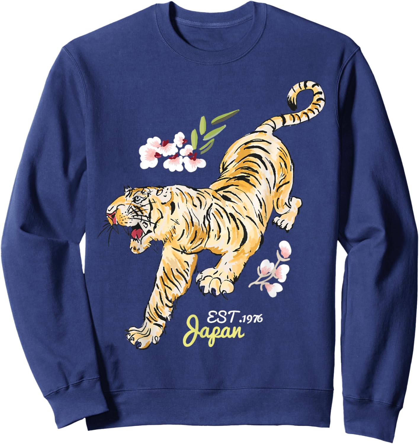Vintage Japanese Tiger - Asian Flowers Tattoo Art Sweatshirt - Sweatshirt | Navy