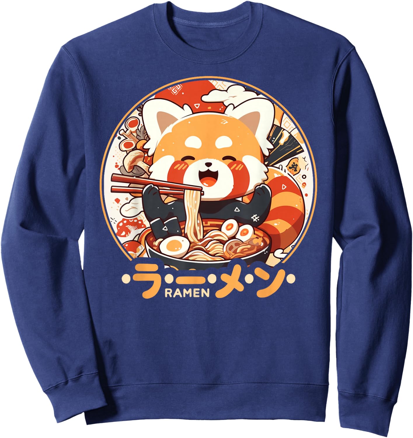 Red Panda Loves Ramen Kawaii Neko Red Panda Ramen , black Sweatshirt - Sweatshirt | Navy