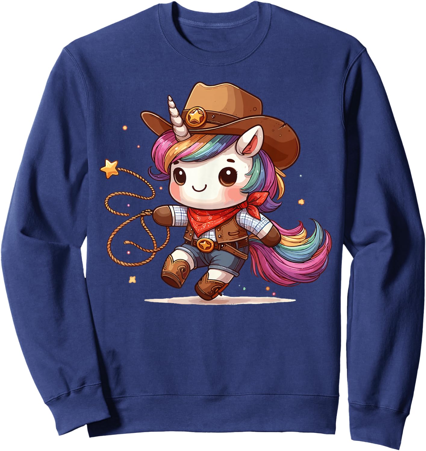 Western Rodeo Cowboy Hat Unicorn Texas Animals Sweatshirt - Sweatshirt | Navy