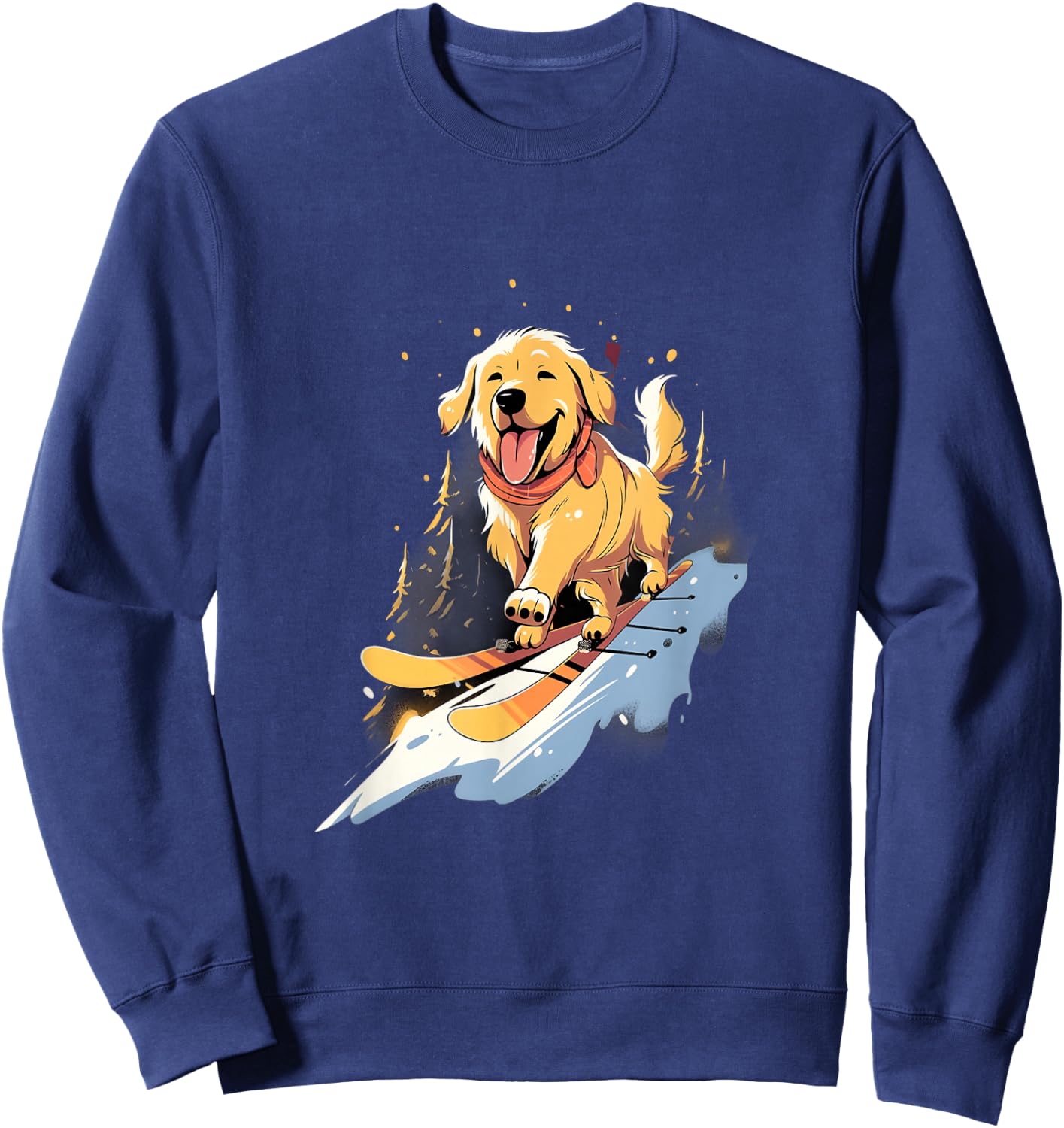 Golden Retriever Skiing Dog Skier Ski Winter Snow Sweatshirt - Sweatshirt | Navy
