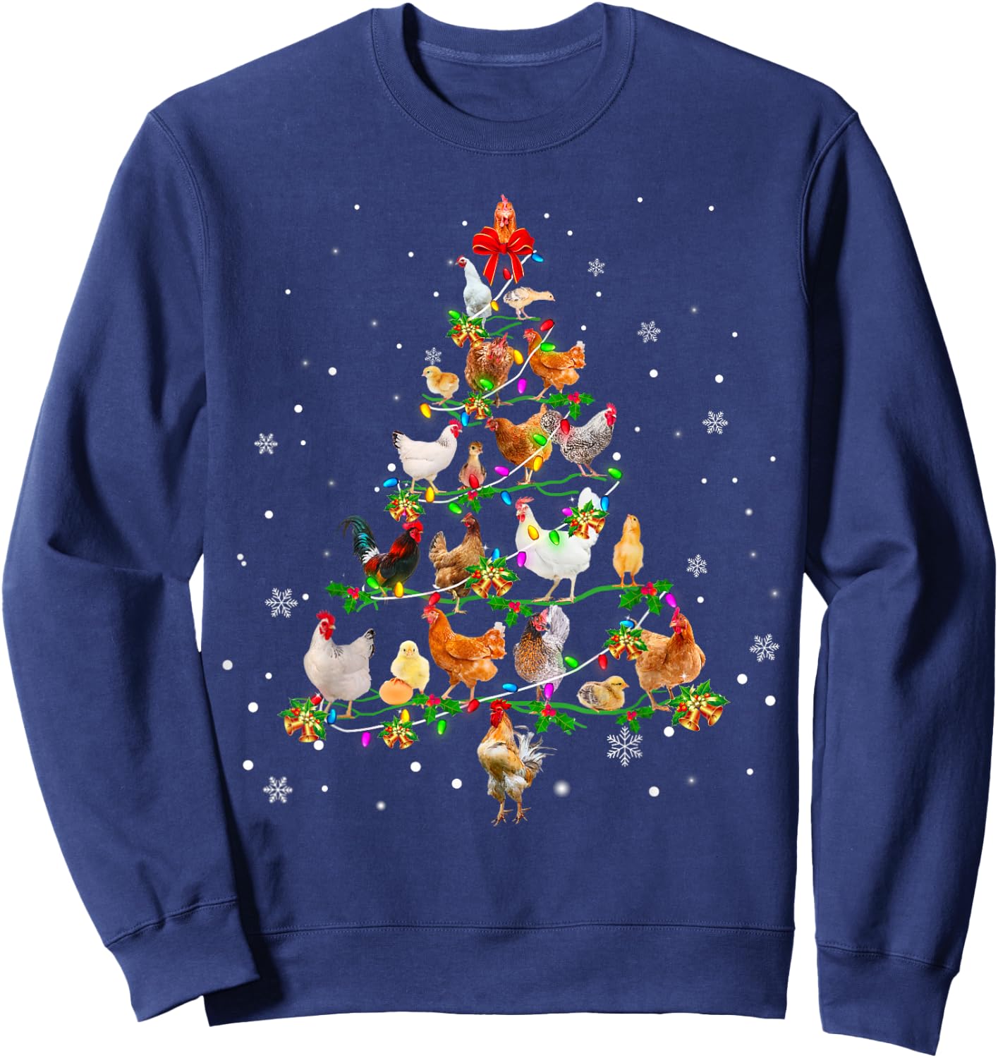 Chicken Christmas Tree Ornament Decor Xmas Sweatshirt - Sweatshirt | Navy