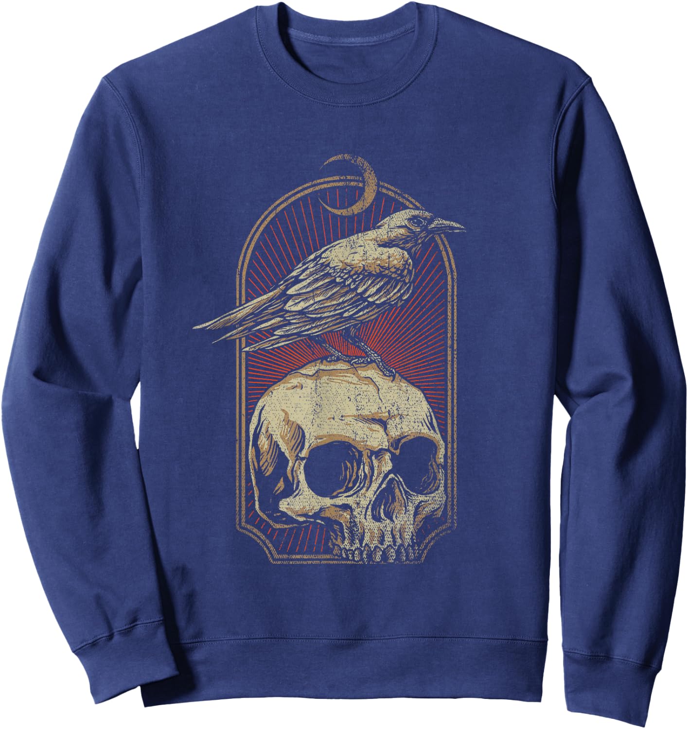 Witch Scary Crow Ghoulish Skull Moon Raven Sweatshirt - Sweatshirt | Navy