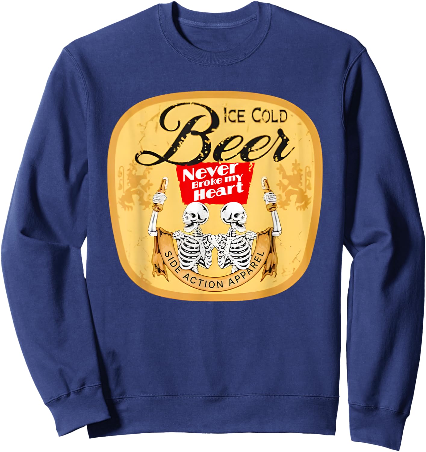 Funny ice Cold Beer Skeleton Sweatshirt - Sweatshirt | Navy