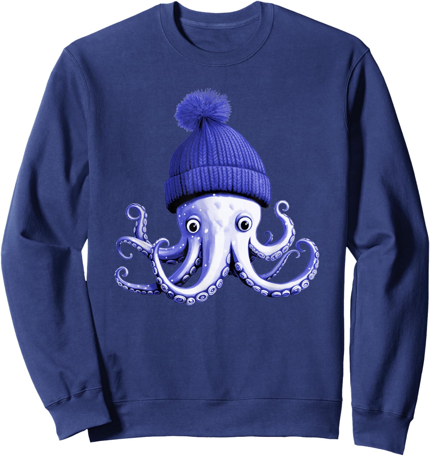 Cephalopod Octopus Lover Chilling Purple Cap Novelty Apparel Sweatshirt - Sweatshirt | Navy