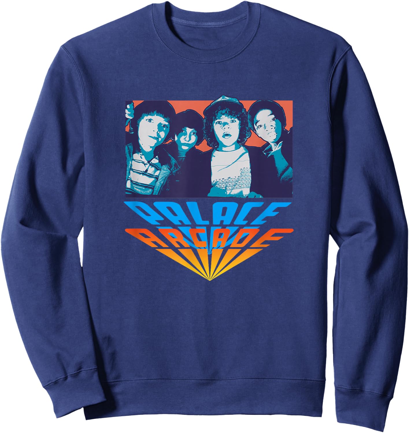 Stranger Things Vintage Retro Palace Arcade Gradient Group Sweatshirt - Sweatshirt | Navy