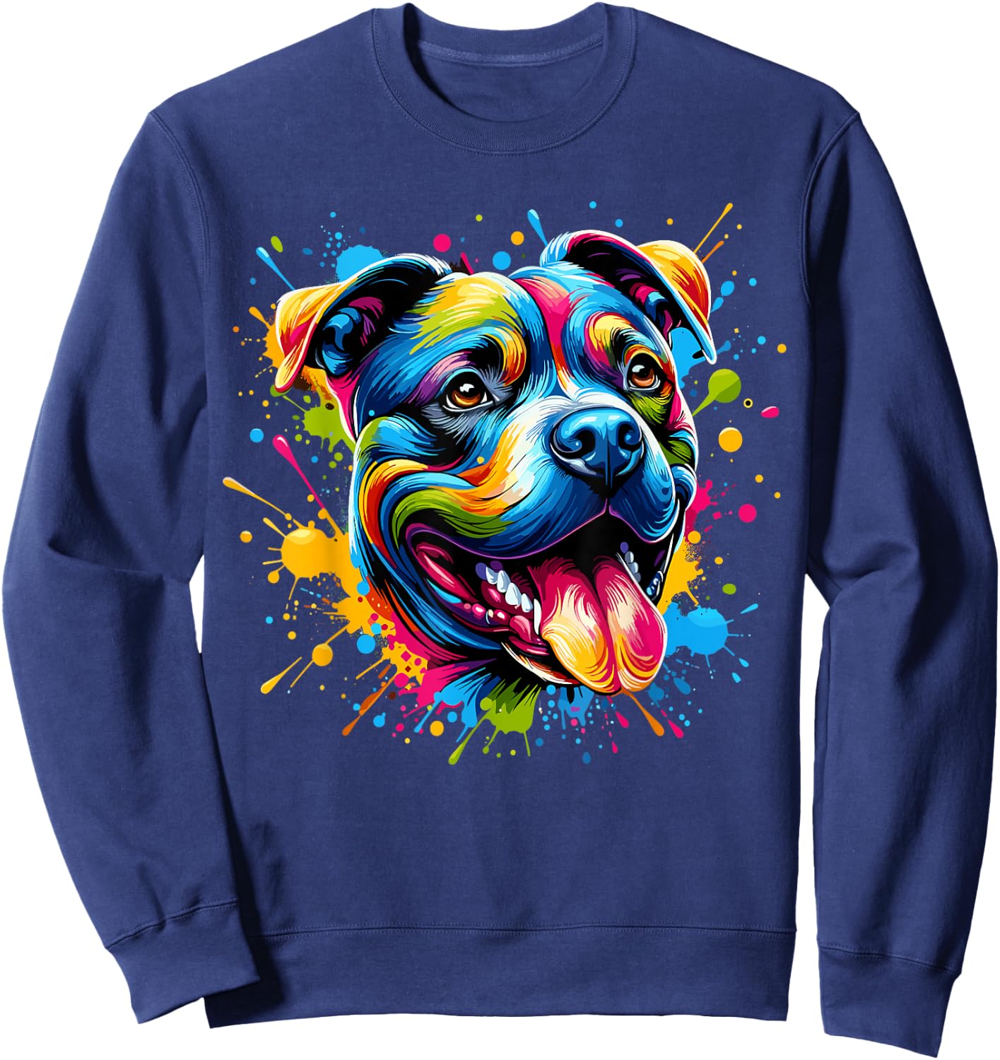 Pit Bull Dog Lover Colorful Pitbull Sweatshirt - Sweatshirt | Navy