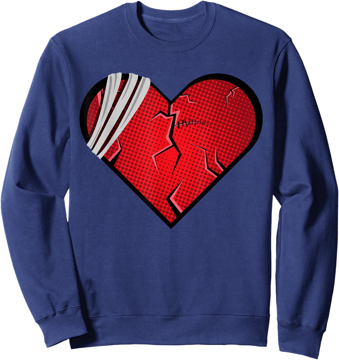 Broken Heart Love Sad Heartbreak Up Valentine's Day Sweatshirt - Sweatshirt | Navy