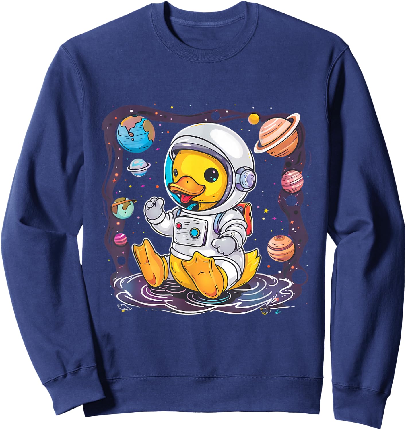Rubber Duck Astronaut Space Rubber Duck Lover Science Planet Sweatshirt - Sweatshirt | Navy