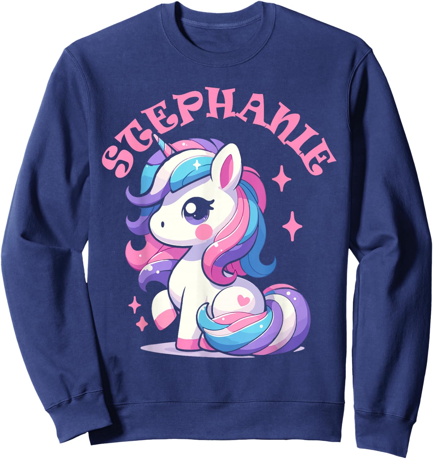 Stephanie Cute Unicorn Design for Girls Name Stephanie Sweatshirt - Sweatshirt | Navy