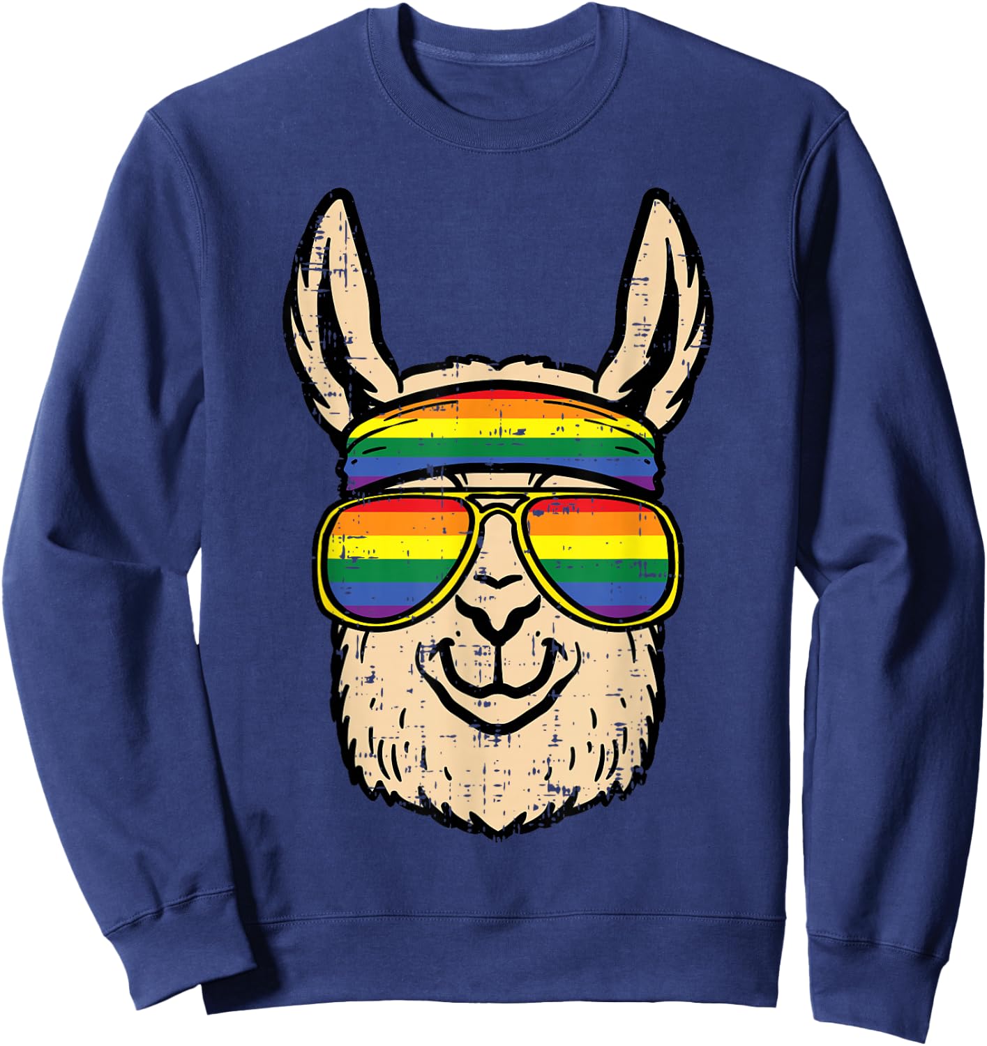 Gay Pride Llama Rainbow Flag Lgbt Alpaca Ally Men Boys Kids Sweatshirt - Sweatshirt | Navy