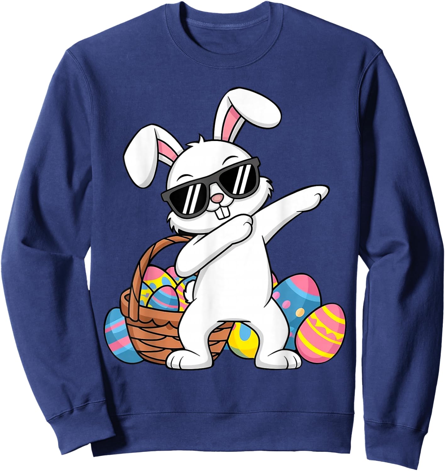 Bunny Easter Boys Girls Kids Toddler Rabbit Easter Egg Hunt Sweatshirt - Sweatshirt | Navy