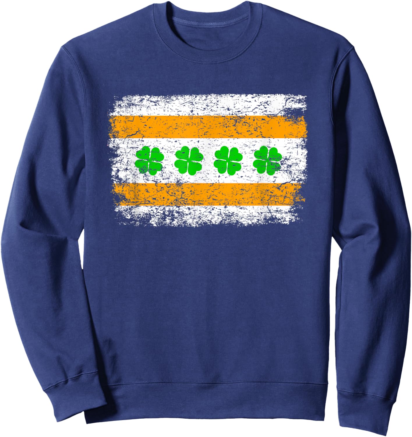 Chicago Flag Shamrock Irish St Patricks Day Matching Sweatshirt - Sweatshirt | Navy