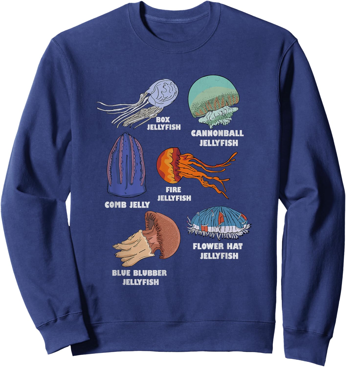 Jellyfish Types Marine Biology Ocean Jellyfish Sweatshirt - Sweatshirt | Navy