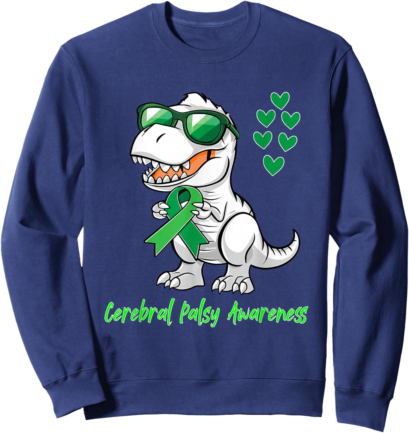 T-rex Dinosaur Cerebral Palsy Awareness Day Dino Toddlers Sweatshirt - Sweatshirt | Navy