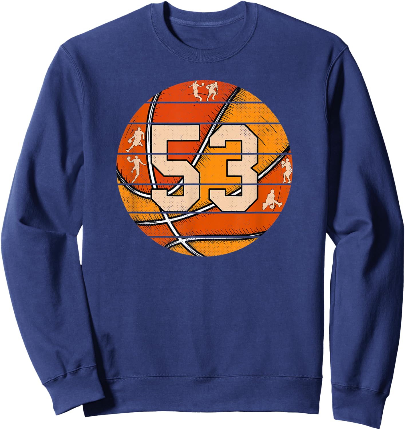 Basketball Number #53 Jersey Love Basketball Player Vintage Sweatshirt - Sweatshirt | Navy