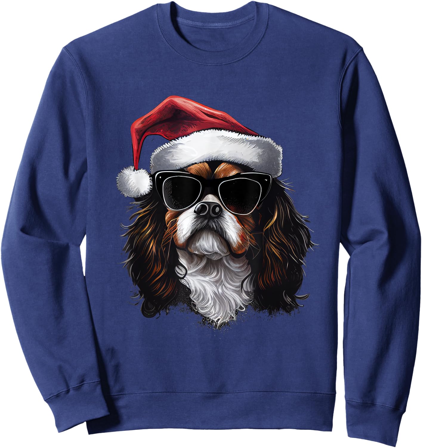 Cavalier King Charles Spaniel retro christmas outfit Sweatshirt - Sweatshirt | Navy