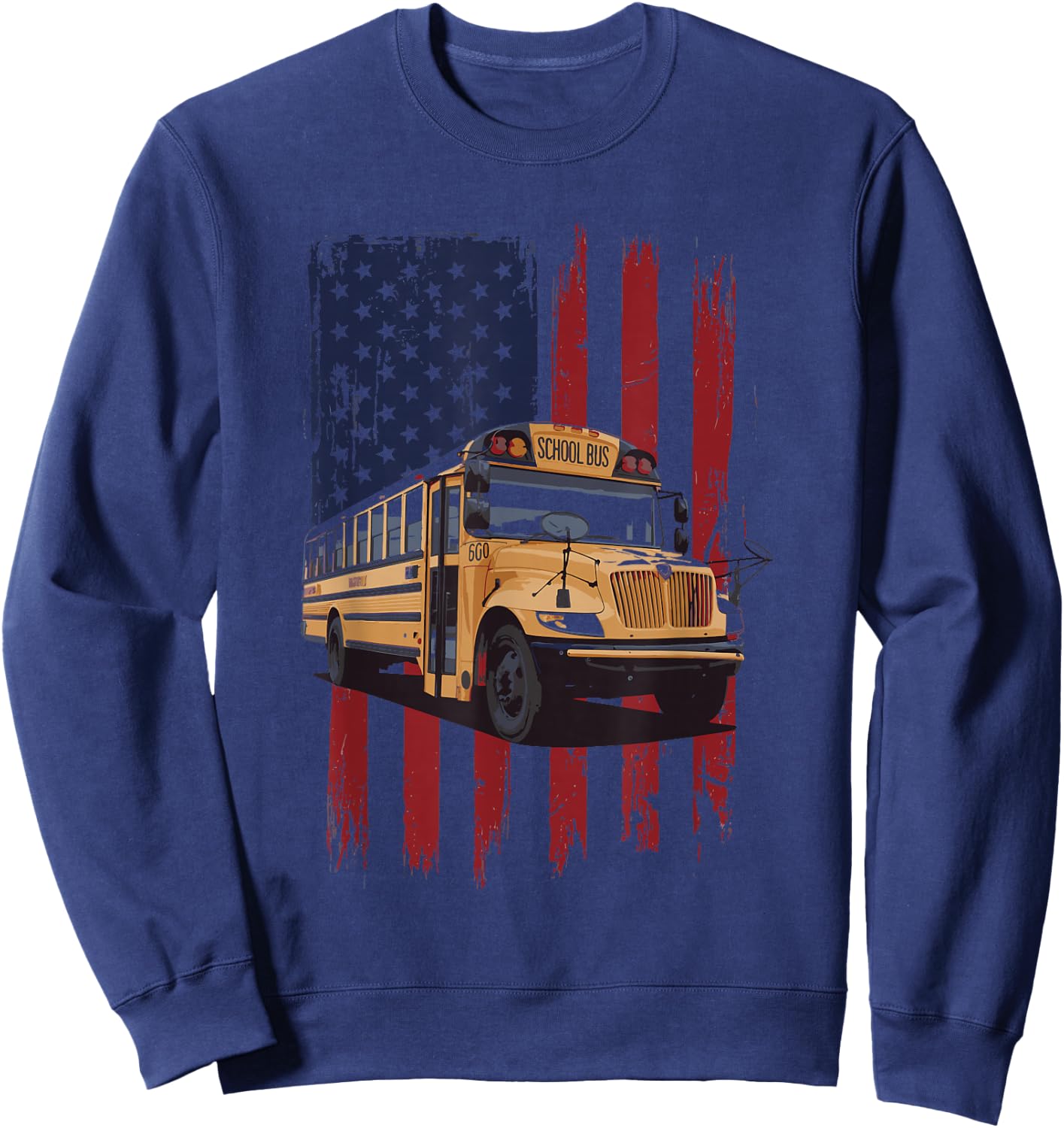School Bus Driver USA Flag Sweatshirt - Sweatshirt | Navy