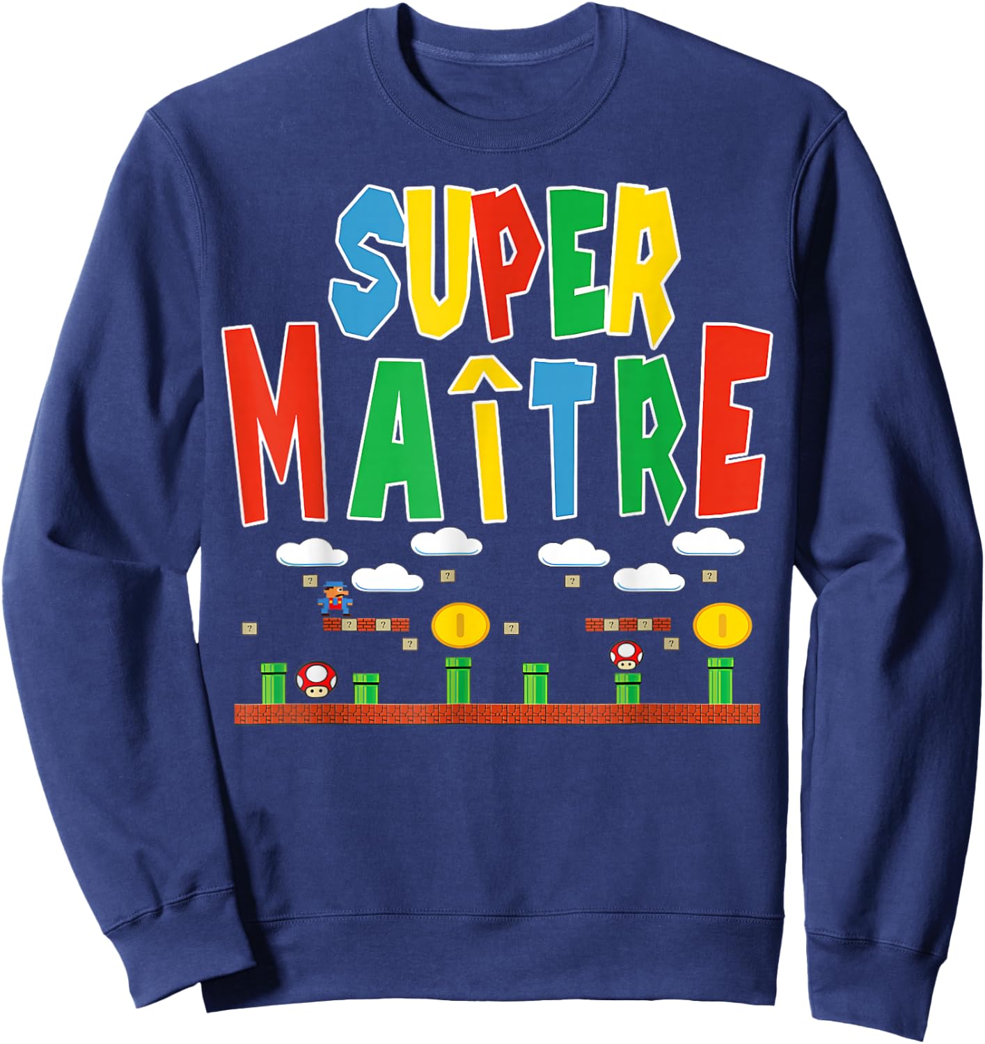 Merci Master Gift Teacher Humour Super Master , Black, S Sweatshirt - Sweatshirt | Navy