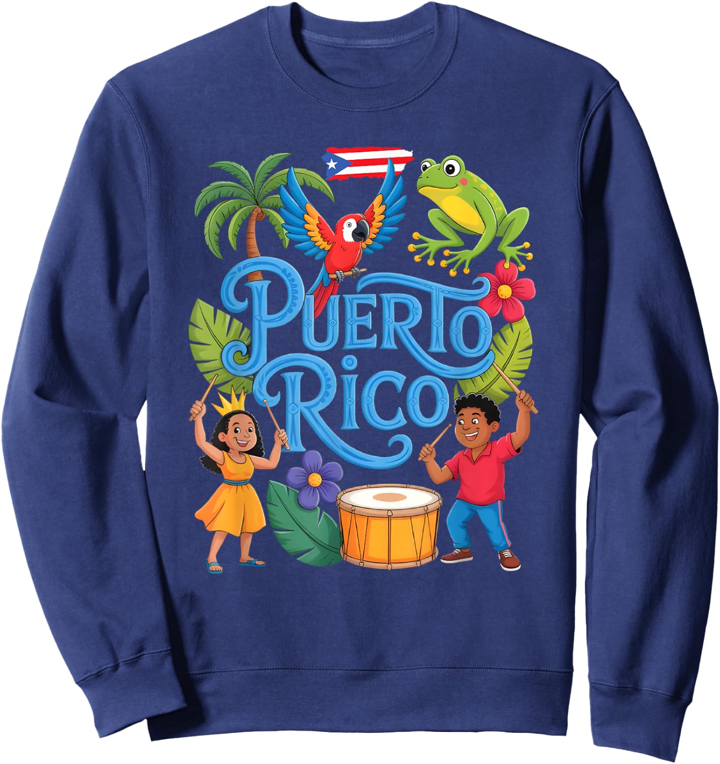 Taino Boricua Boys Girls Puerto Rico Kids Sweatshirt - Sweatshirt | Navy