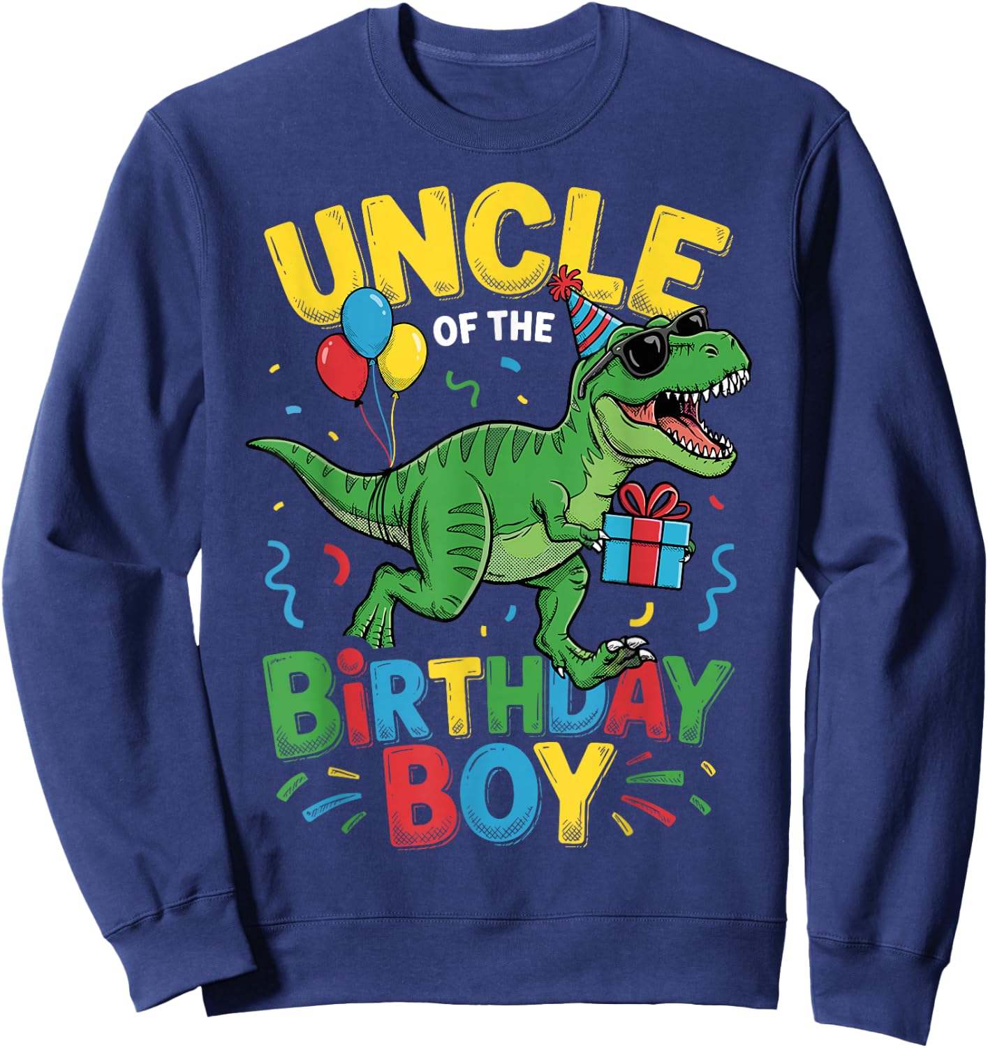 Uncle of The Birthday Party Outfit Dinosaur Squad Uncle Sweatshirt - Sweatshirt | Navy