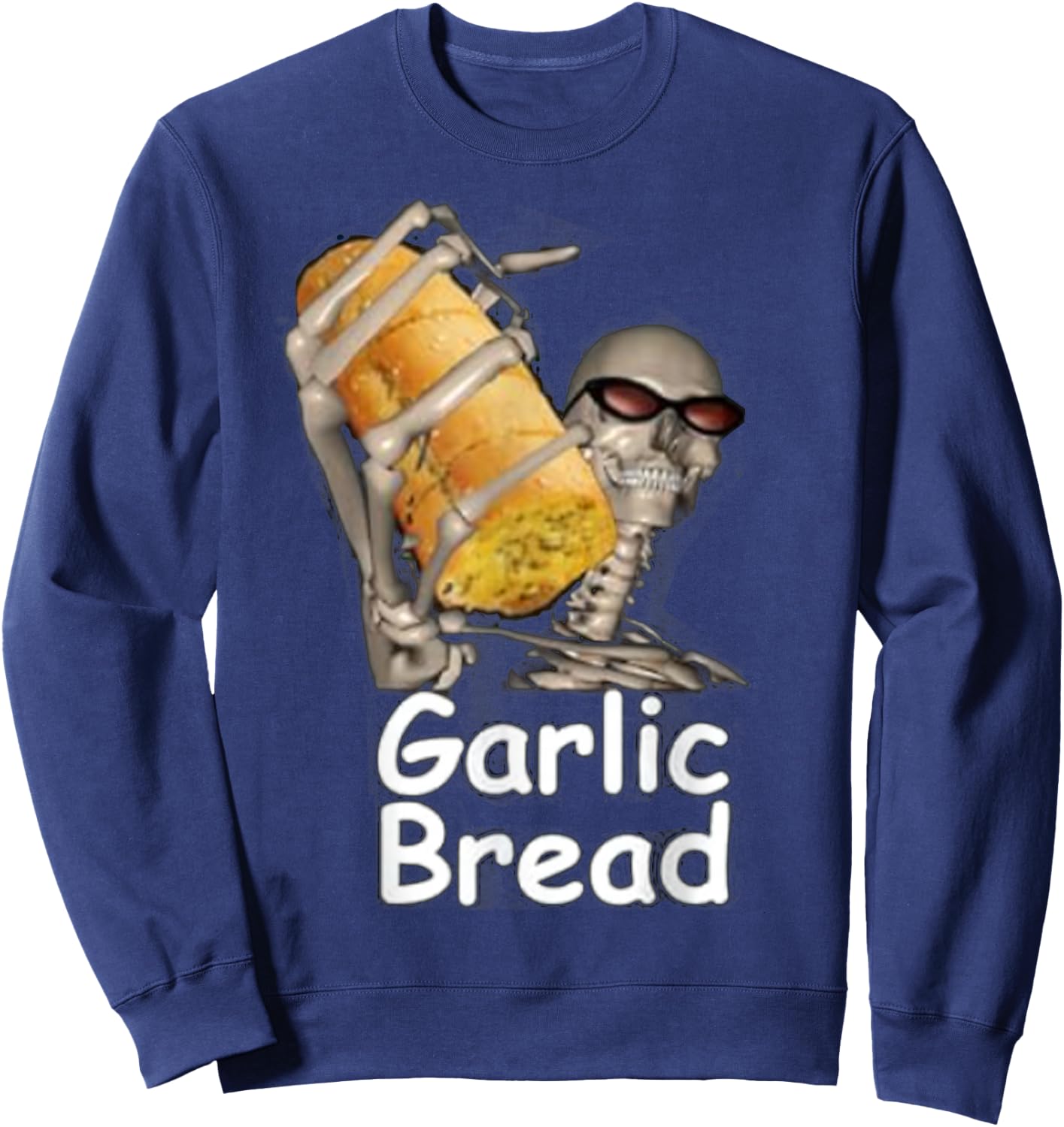 Garlic Bread Funny Skeleton Sweatshirt - Sweatshirt | Navy
