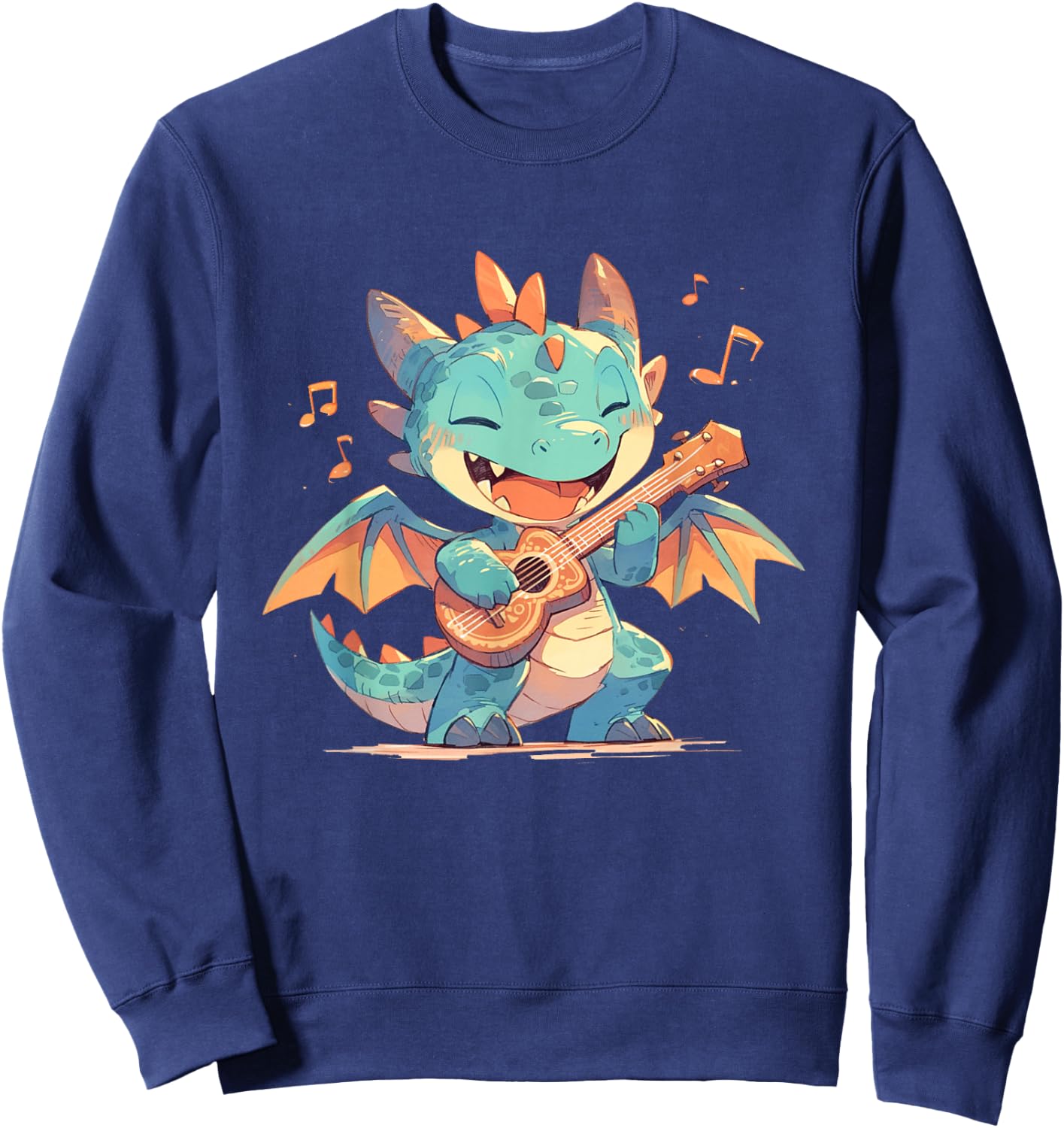 Dragon Playing Ukulele - Dragon Kawaii Sweatshirt - Sweatshirt | Navy