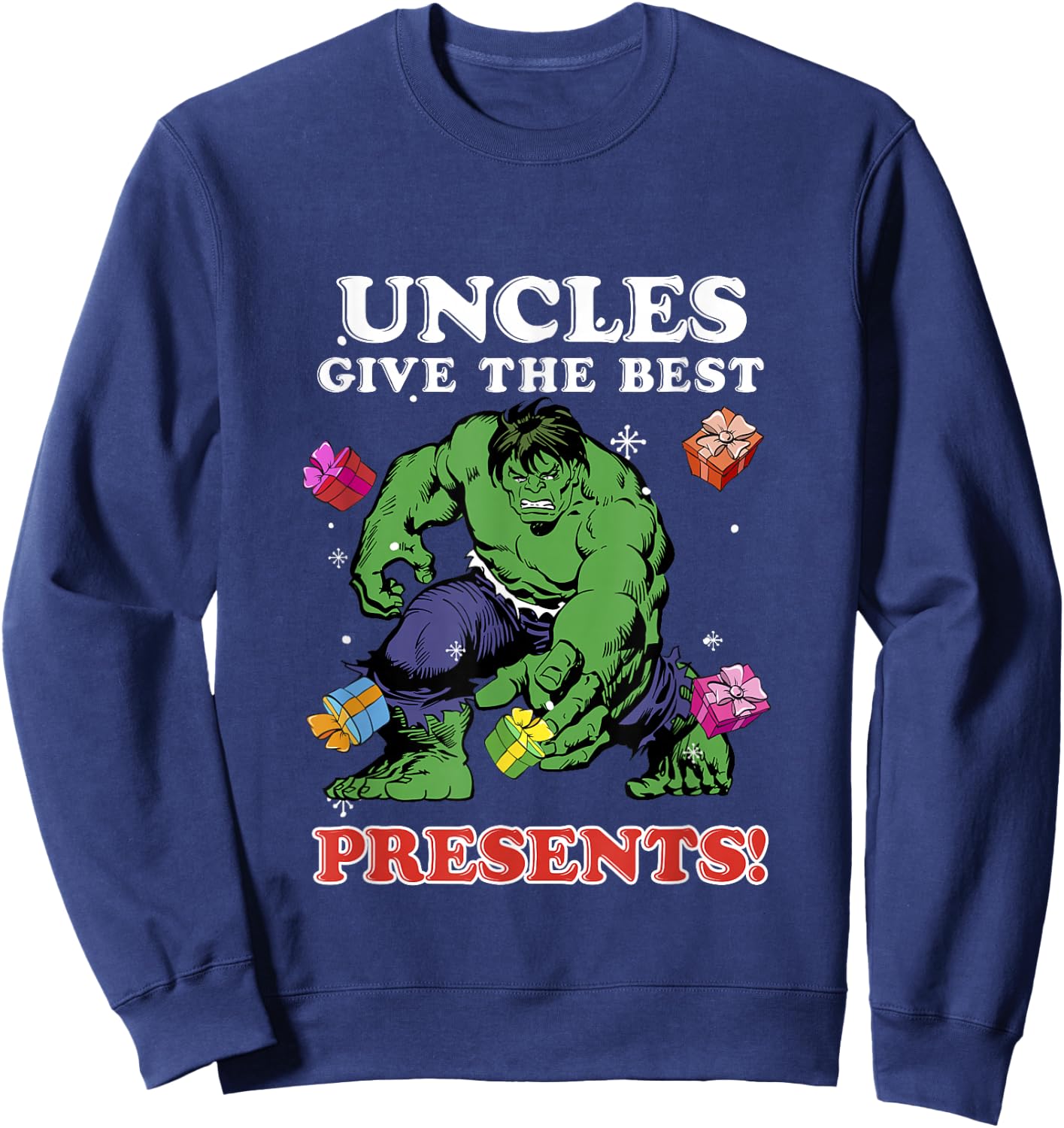Marvel Comics Christmas Hulk Uncles Give The Best Presents Sweatshirt - Sweatshirt | Navy