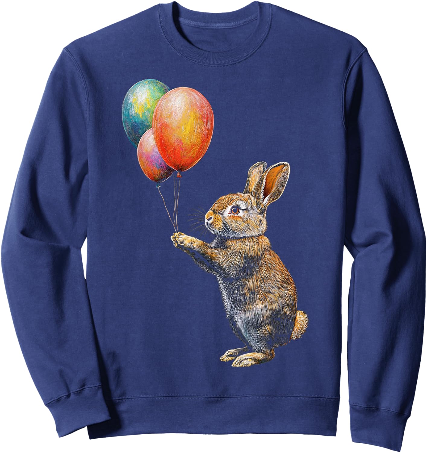 Rabbit Funny Animal Lover Graphic Portrait Art Rabbit Sweatshirt - Sweatshirt | Navy