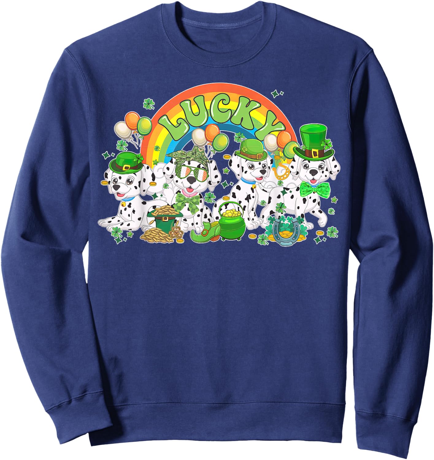 Lucky Dalmatian St Patricks Day Irish Dalmatian Dog Mom Sweatshirt - Sweatshirt | Navy