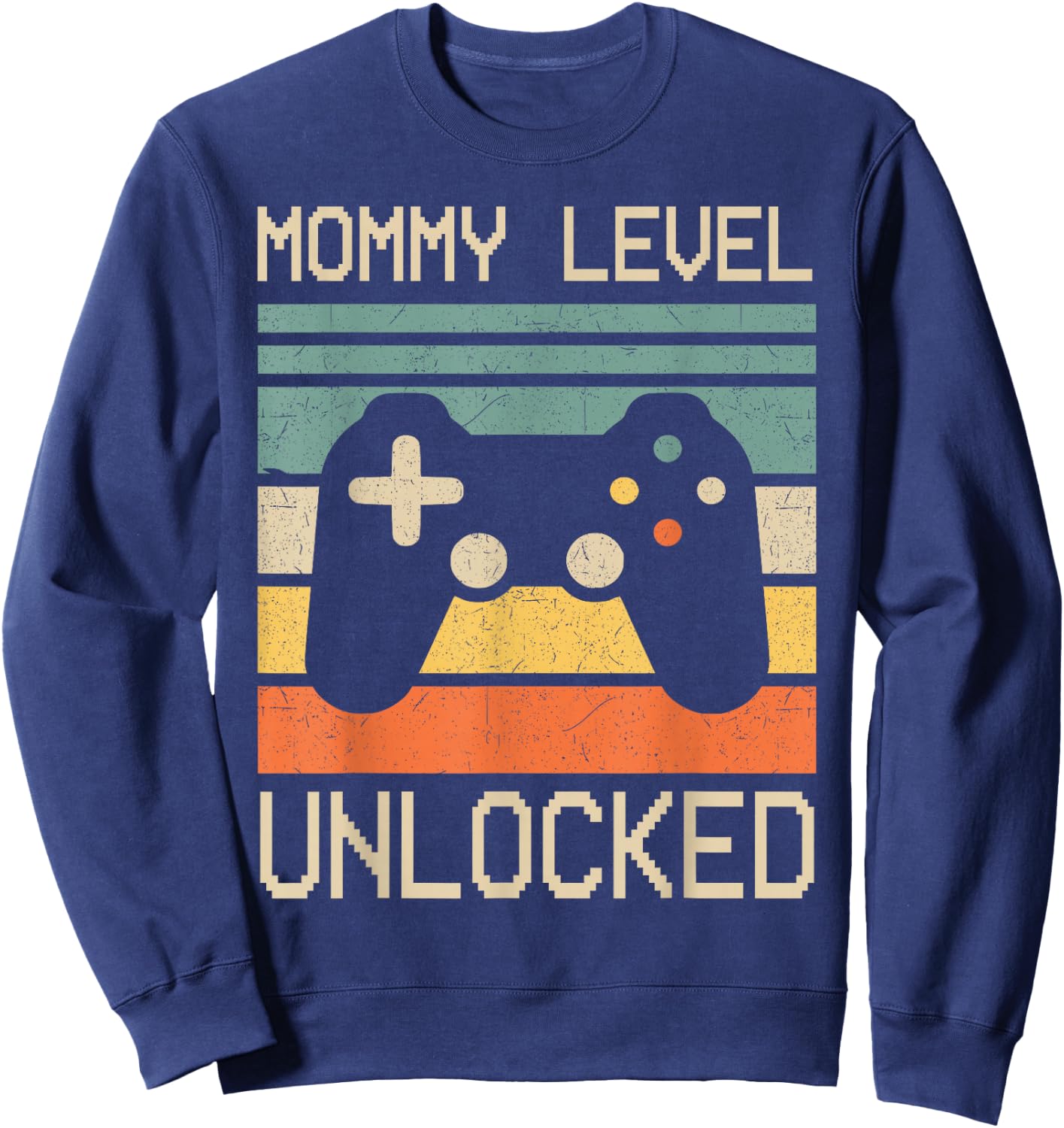 Funny New Mom Level Unlocked Leveled Up To Mommy Gaming Mom Sweatshirt - Sweatshirt | Navy