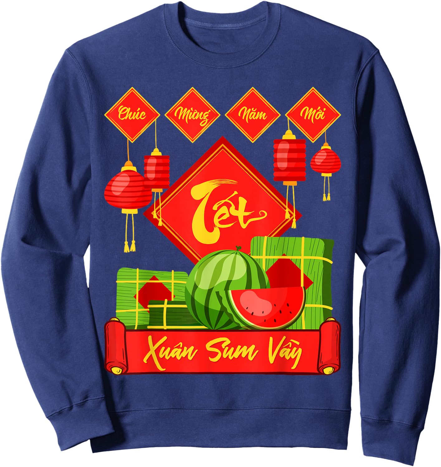 Xuan Sum Vay Vietnam Tet Wish Lunar New Year , Black, S Sweatshirt - Sweatshirt | Navy