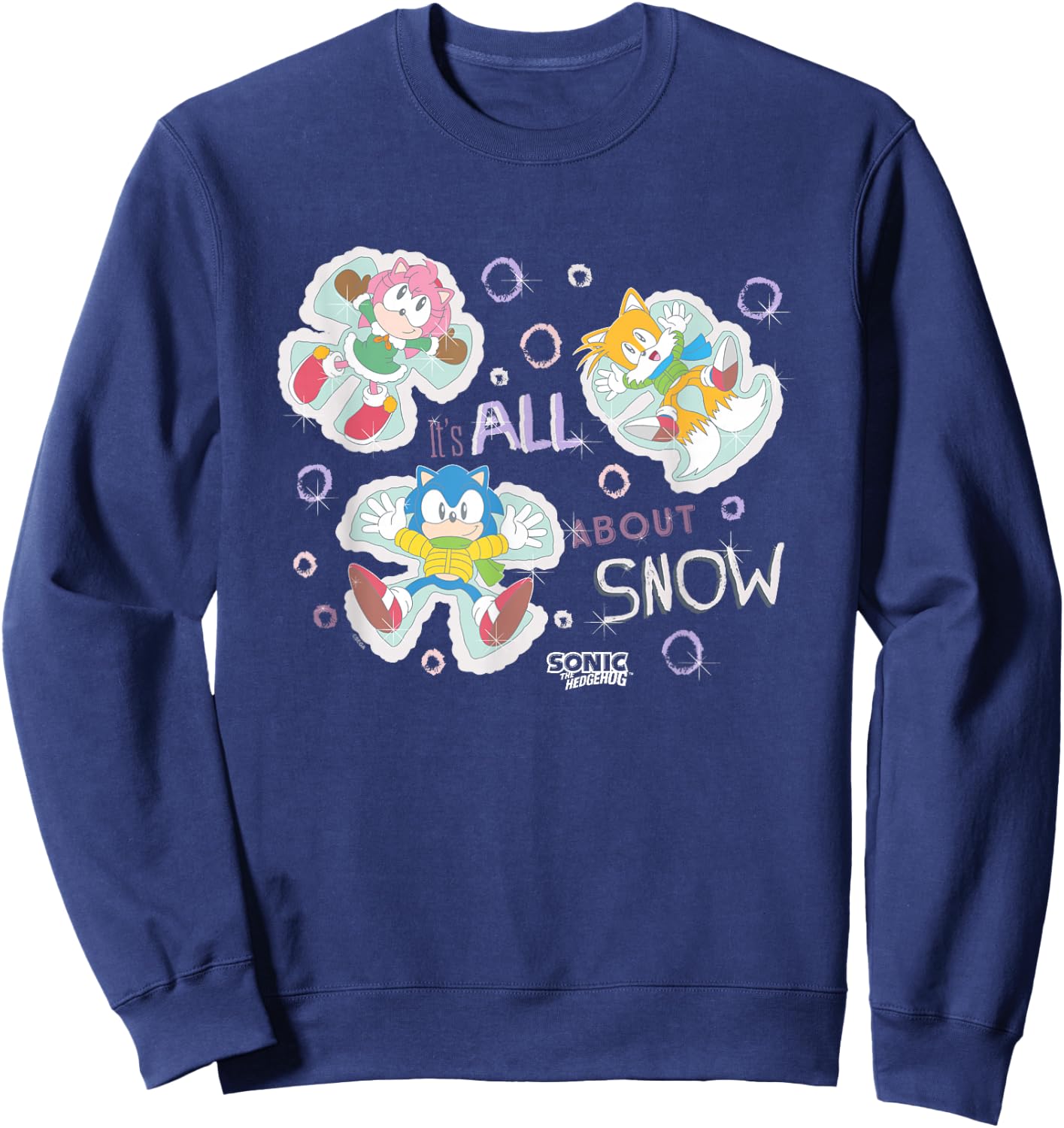 Sonic The Hedgehog Christmas It's All About Snow Vintage Sweatshirt - Sweatshirt | Navy