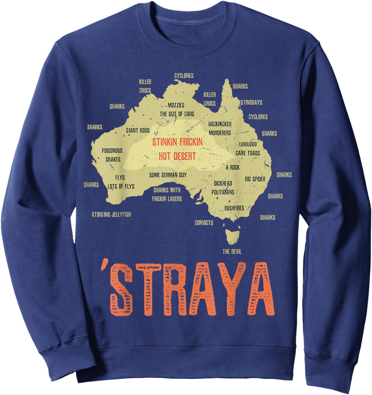 Retro Australia Day Australia Map Outback Australian Sweatshirt - Sweatshirt | Navy