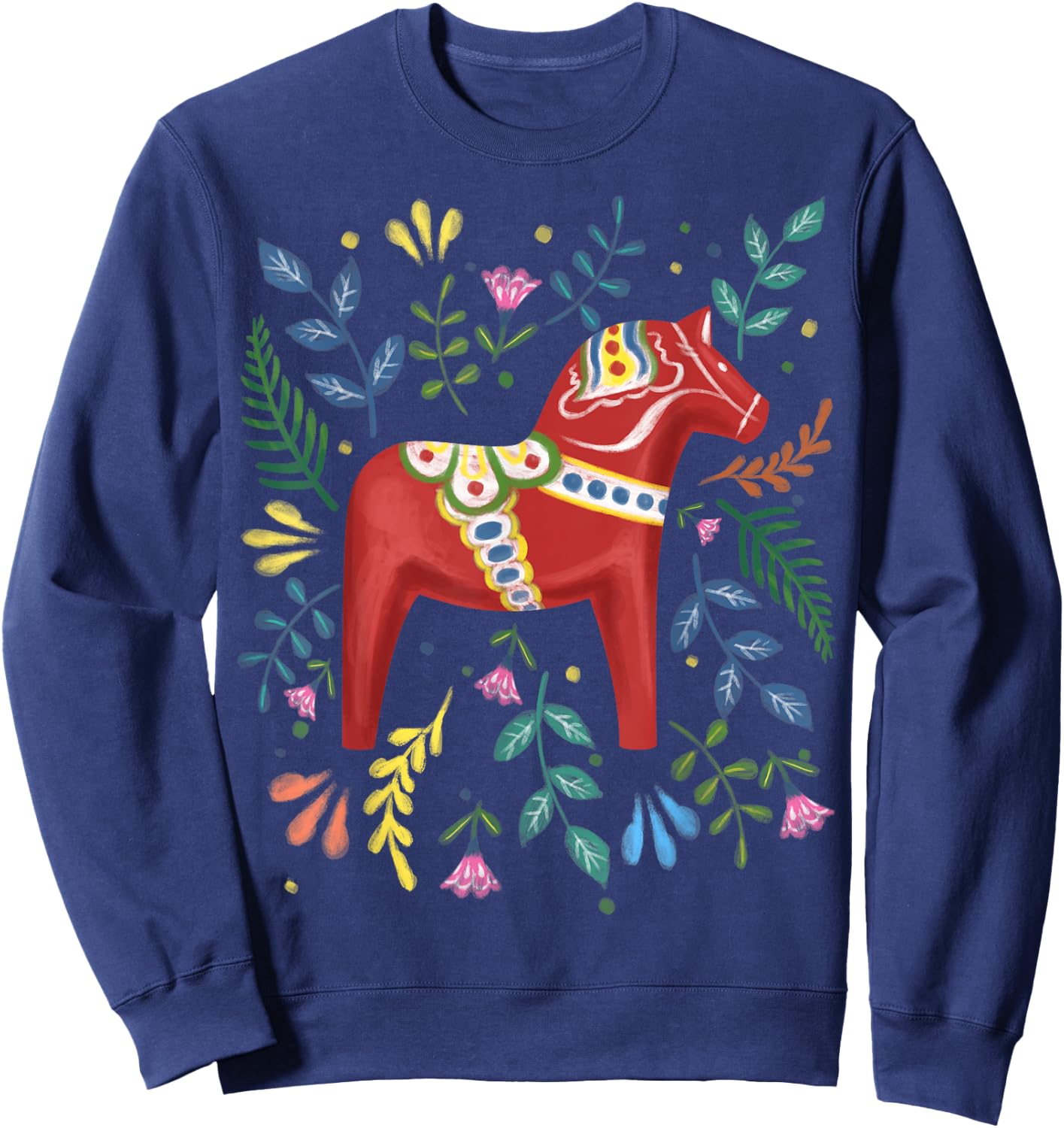 Schwedisches Dalahelmsoljd Pferd Volkskunst Schweden Flagge Dalahelmsoljd Pferd Sweatshirt - Sweatshirt | Navy