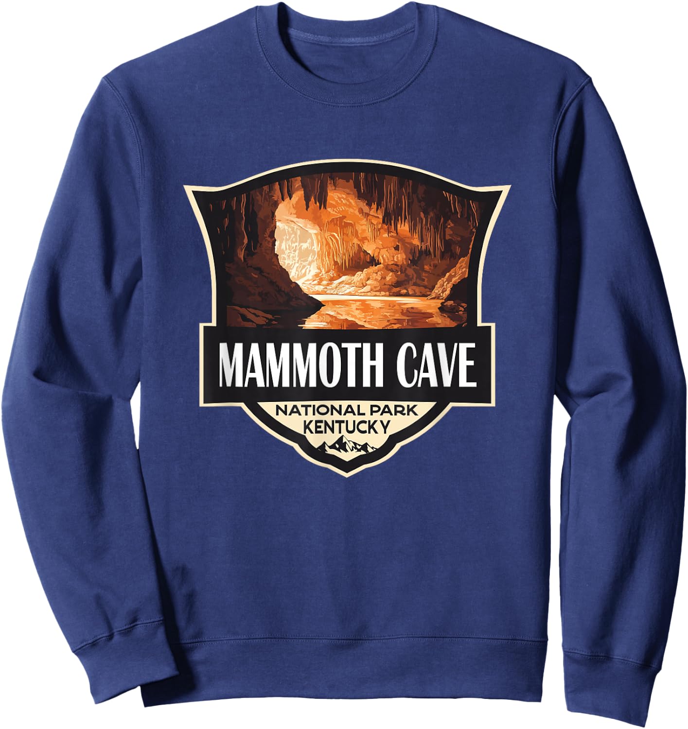 Mammoth Cave National Park Illustration Retro Badge Sweatshirt - Sweatshirt | Navy