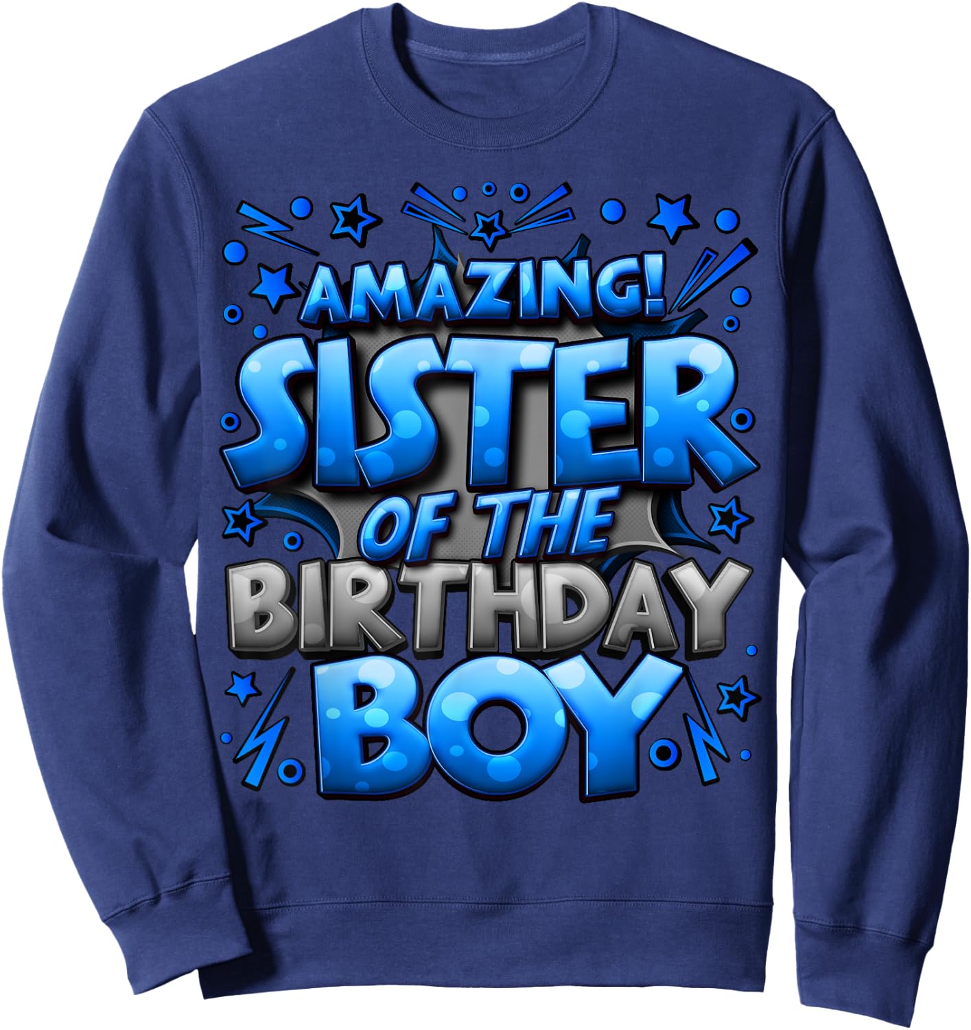 Sister of the Birthday Boy Matching Family Sister Party Sweatshirt - Sweatshirt | Navy