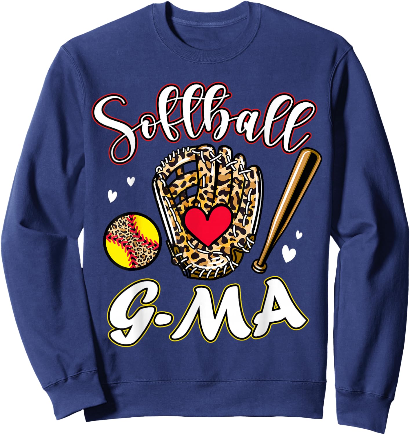 Softball G-Ma Leopard Game Day Softball Cute Matching Family Sweatshirt - Sweatshirt | Navy